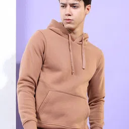 HIGHLANDER Men Tan Solid Hooded Sweatshirt-picture-25