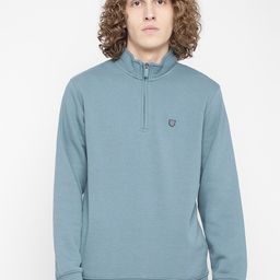Octave Men Blue Solid Fleece Sweatshirt-picture-16