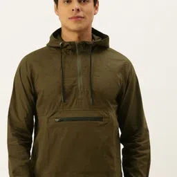 Campus Sutra Men Olive Green Hooded Sweatshirt-picture-36