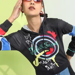 Tokyo Talkies Women Printed Hooded Sweatshirt-image-90