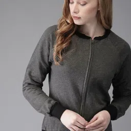 Campus Sutra Women Charcoal Cotton Sweatshirt-picture-34