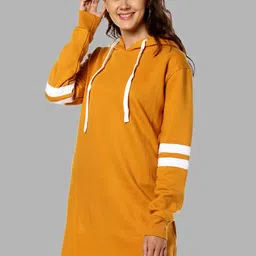 Campus Sutra Women Mustard Hooded Sweatshirt-picture-37
