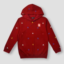 Gini and Jony Boys Red Printed Hooded Sweatshirt-picture-25