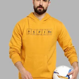 Campus Sutra Men Mustard Printed Hooded Sweatshirt-picture-33