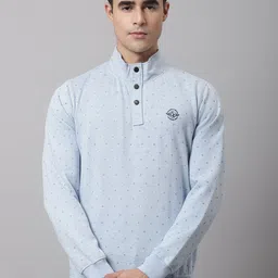 Cantabil Men Blue Printed Fleece Long Sleeves Sweatshirt-picture-52