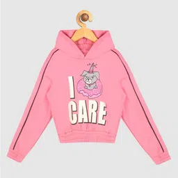YK Girls Pink Printed Hooded Sweatshirt-picture-35