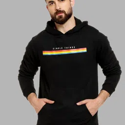 Campus Sutra Men Black Printed Hooded Sweatshirt-picture-35