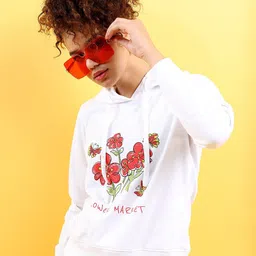 Tokyo Talkies Women White Printed Hooded Sweatshirt-image-72