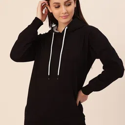 Lounge Dreams Women Black Hooded Cotton Sweatshirt-picture-30