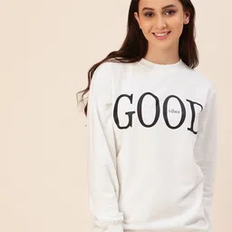 Lounge Dreams Women White Printed Cotton Sweatshirt-image-23