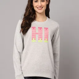 Kanvin Women Grey Printed Cotton Sweatshirt-picture-41