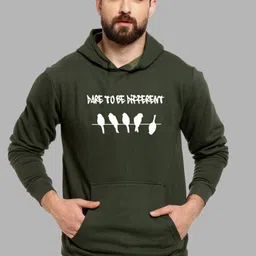 Campus Sutra Men Olive Green Printed Hooded Sweatshirt-picture-25