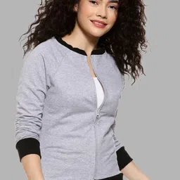 Campus Sutra Women Grey Solid Sweatshirt-picture-17