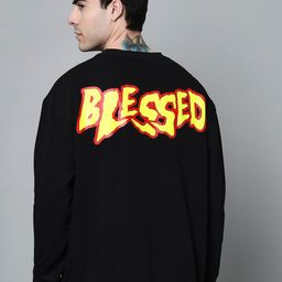 GRIFFEL Men Black Fleece Printed Sweatshirt-picture-2