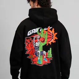GRIFFEL Graphic Printed Hooded Fleece Sweatshirt-image-75