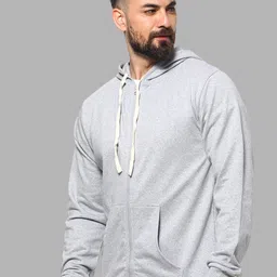 Campus Sutra Men Grey Hooded Cotton Sweatshirt-picture-19