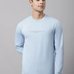 Cantabil Men Blue Printed Fleece Sweatshirt-image-18