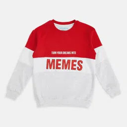 Pantaloons Junior Boys Red Cotton Colourblocked Sweatshirt image 1