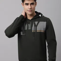 Cantabil Men Olive Green Printed Fleece Sweatshirt-picture-22