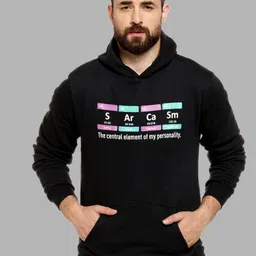 Campus Sutra Men Black Printed Hooded Sweatshirt-image-98
