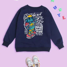 NUSYL Kids Typography Printed Oversized Fleece Sweatshirt-picture-19