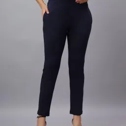 Mamma's Maternity Navy Blue Solid Cotton Spandex Ankle Length Maternity/Pregnancy Pant-image-51
