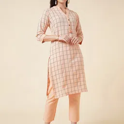 KALINI Women Orange Regular Kurta with Trousers-picture-17