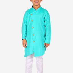 Pro-Ethic STYLE DEVELOPER Boys Turquoise Blue Angrakha Kurta with Pyjamas-picture-42