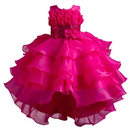 StyleCast Girls Fuchsia Embellished Layered Fit and Flare Dress-picture-46