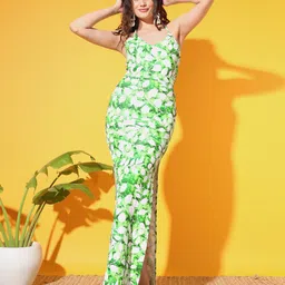 BAESD Floral Printed Shoulder Straps Maxi Dress image 1