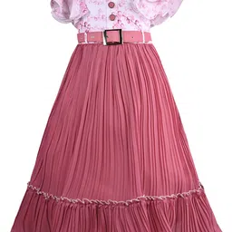 Wish Karo Floral Printed Accordion Pleats Maxi Dress-image-44