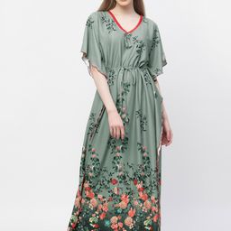 Arrabi Floral Printed Satin Maxi Kaftan Nightdress-picture-10
