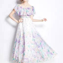 JC Collection Floral Printed Flared Sleeves Fit and Flare Maxi Dress-image-47