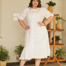NANGALIA RUCHIRA Plus Size Cream A-Line Maxi Cotton Dress-picture-35