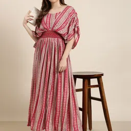 SHOWOFF Floral Print Fit & Flare Cotton Maxi Dress image 1