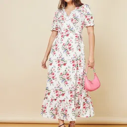 Styli Floral Printed Midi Wrap Dress image 1