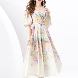 JC Collection Floral Printed Flared Sleeve Fit & Flare Maxi Dress-picture-38