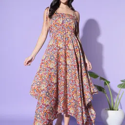 Trend Arrest Floral Printed Shoulder Straps Maxi Dress-picture-28