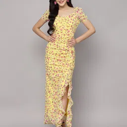 aayu Floral Printed Sweetheart Neck Sheath Maxi Dress-image-68