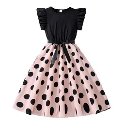 StyleCast x Revolte Girls Polka Dot Printed Flutter Sleeves Fit & Flare Maxi Dress-image-12