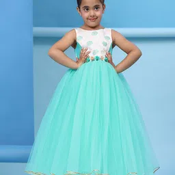 Toy Balloon kids Girls Round Neck Floral Print Net Maxi Dress-image-51