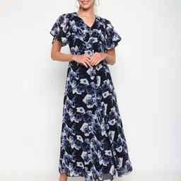 Satrisha Women Floral Print Puff Sleeve Fit and Flare Dress-picture-40