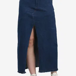 SUMAVI-FASHION Denim Maxi Pencil Skirt-image-13