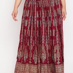 CLORA CREATION PLUS Ethnic Motifs Printed Flared Maxi Skirt-picture-26