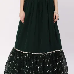 studio rasa Embroidered Tiered Maxi Skirt With Can-Can-picture-48