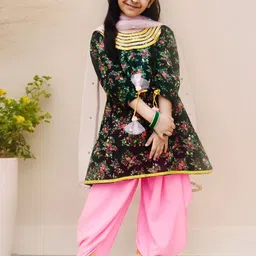 Fayon Kids Girls Floral Printed Regular Pure Cotton Kurti with Salwar & With Dupatta-picture-30