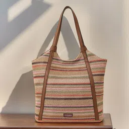 Accessorize Women Stripe Raffia Shoulder Bag-picture-28