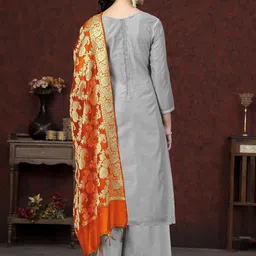 HERE&NOW Floral Banarasi Jacquard Woven Design Unstitched Dress Material image 2
