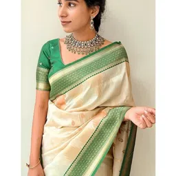 CaniBani Woven Design Zari Silk Blend Banarasi Saree-picture-27