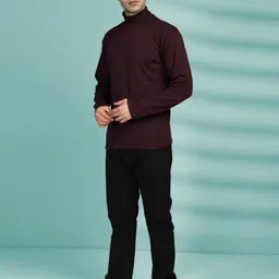 Mast & Harbour Men Solid Turtle Neck T-shirt image 4